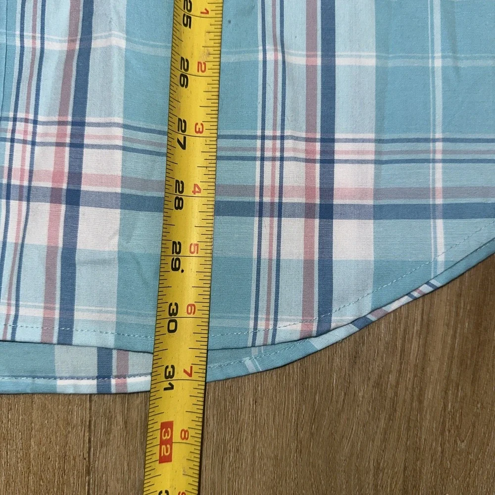 Chaps Men's Everyday Classic S/S Button‎ Down Plaid Shirt Pastel Stretch Med NWT